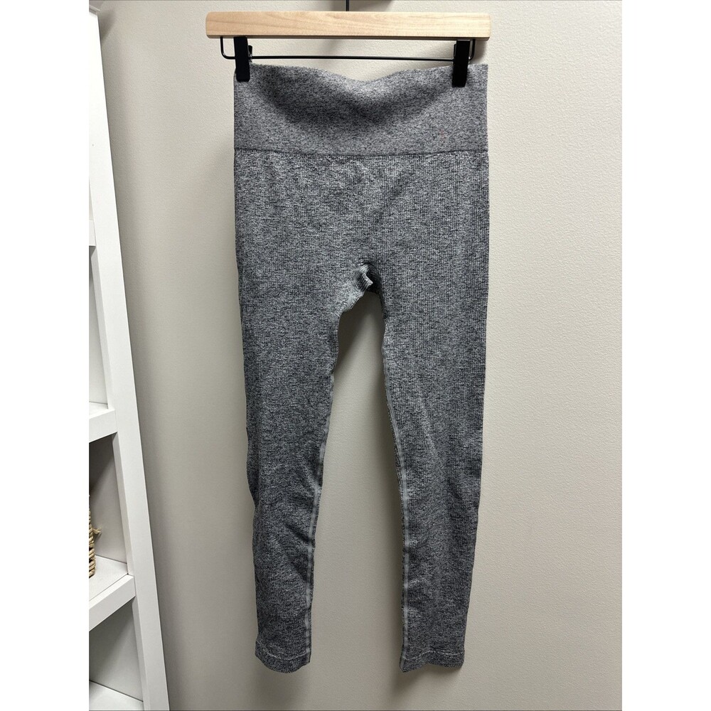 Colsie Seamless Ribbed Leggings Women's Large Gray High Waist Lounge Yoga Pant